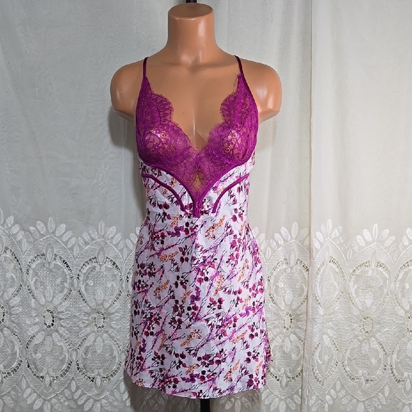 Victoria's Secret Other - Victoria's Secret Floral & Purple Lace Nightgown Size Medium